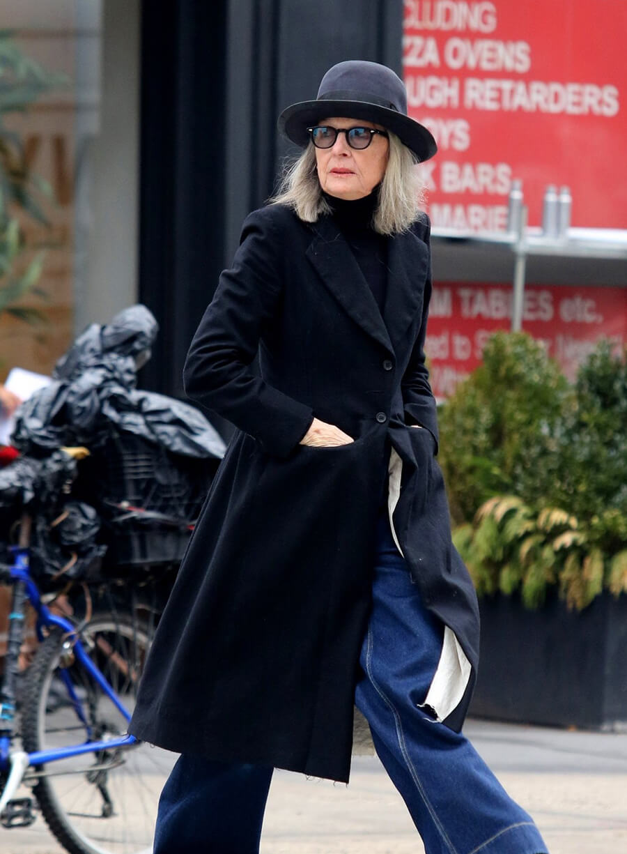 Diane Keaton Black Wool Coat