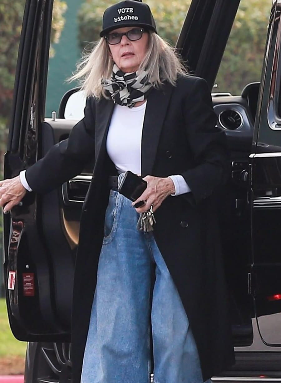 Diane Keaton Black Wool Coat