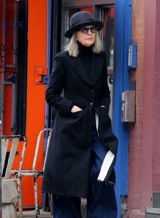 Diane Keaton Black Wool Coat