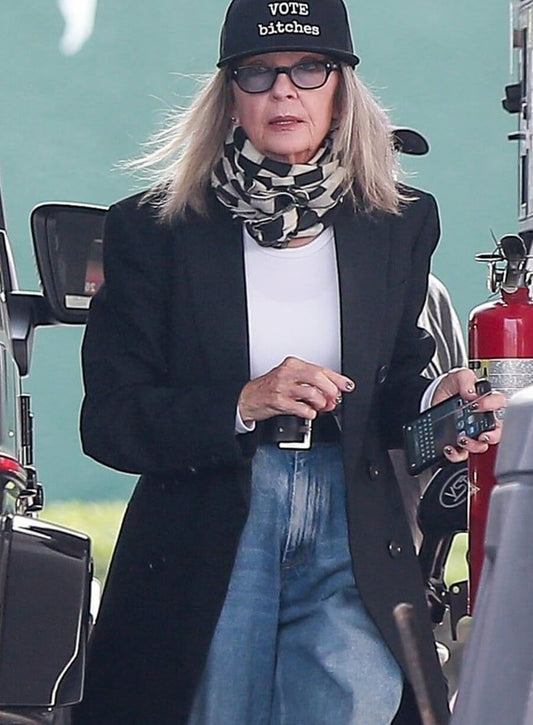 Diane Keaton Black Wool Coat