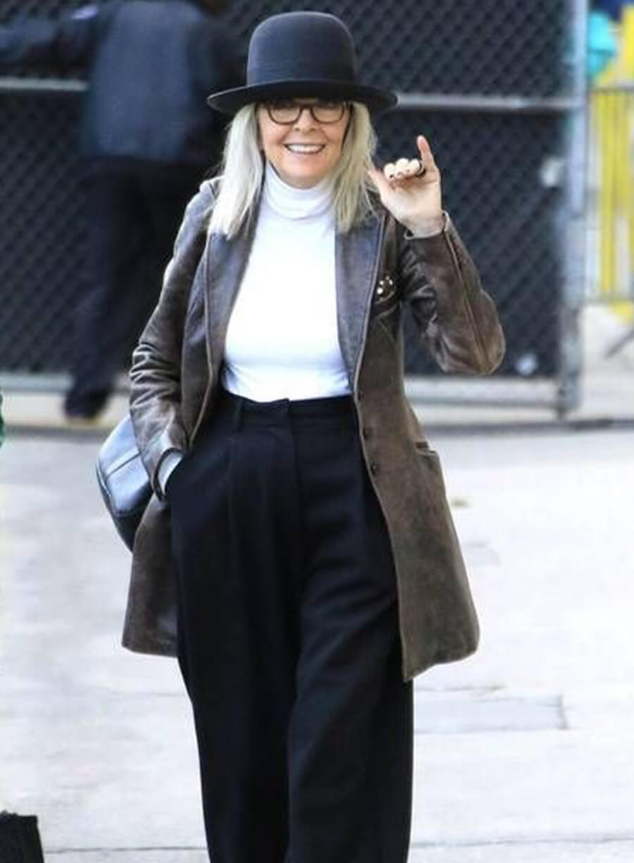 Diane Keaton Brown Leather Jacket