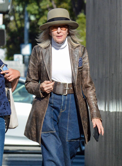 Diane Keaton Brown Leather Jacket