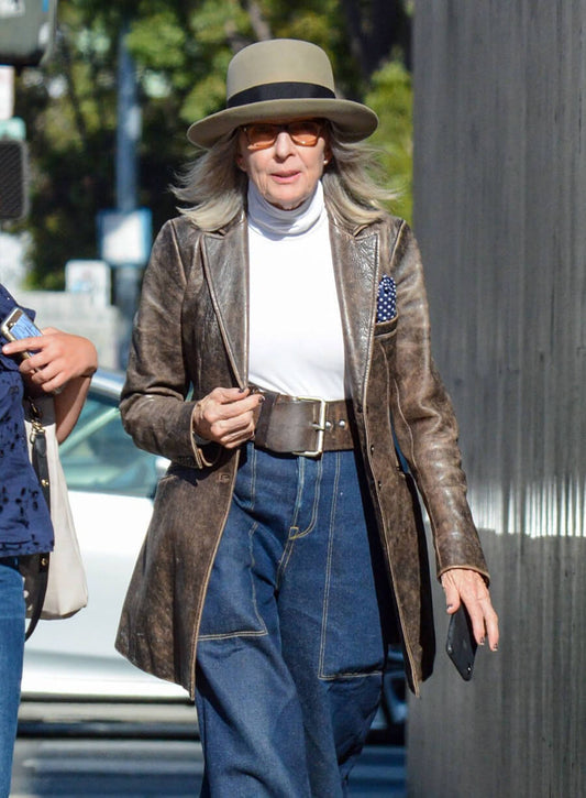 Diane Keaton Brown Leather Jacket