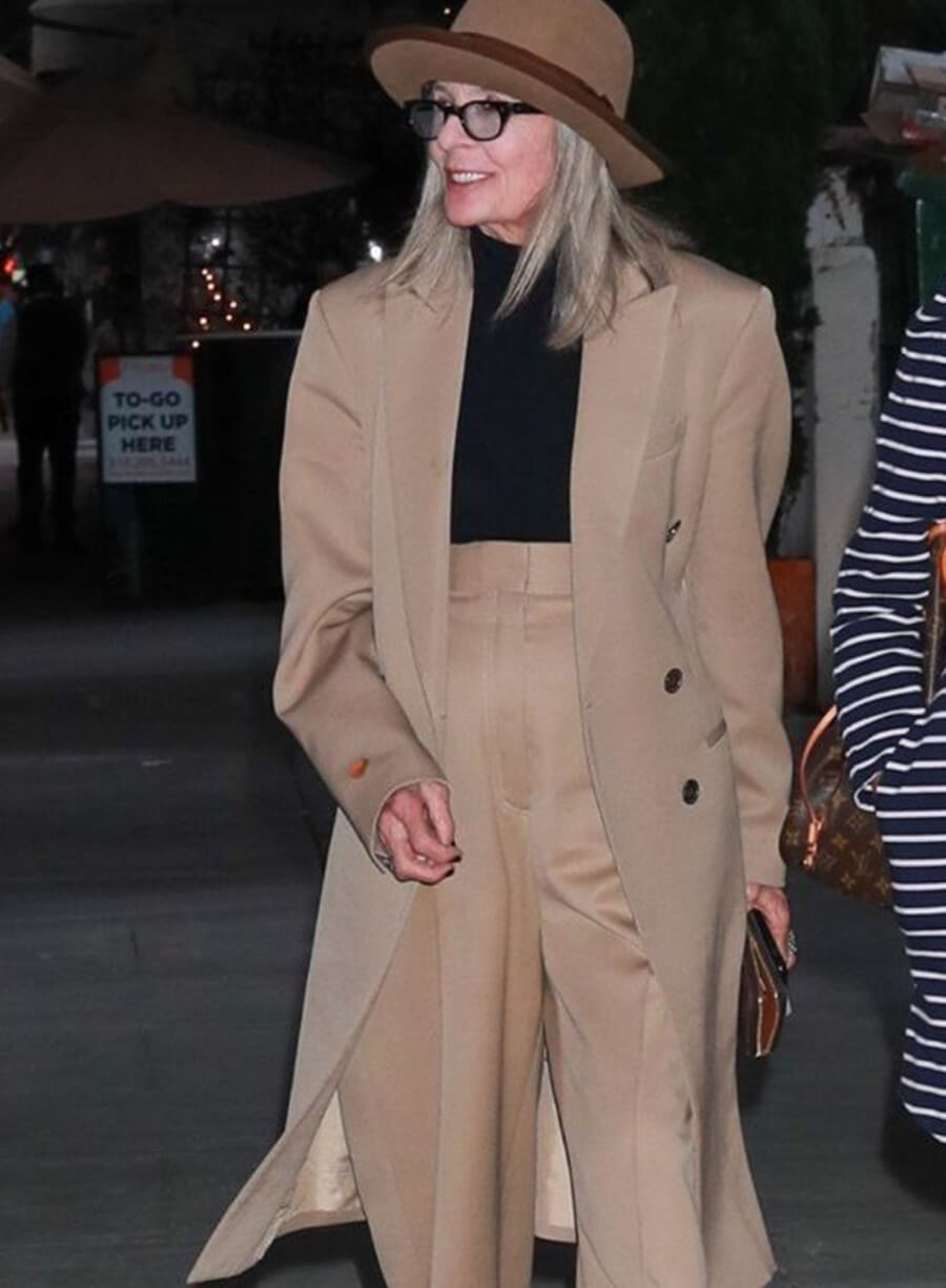 Diane Keaton Brown Wool Coat