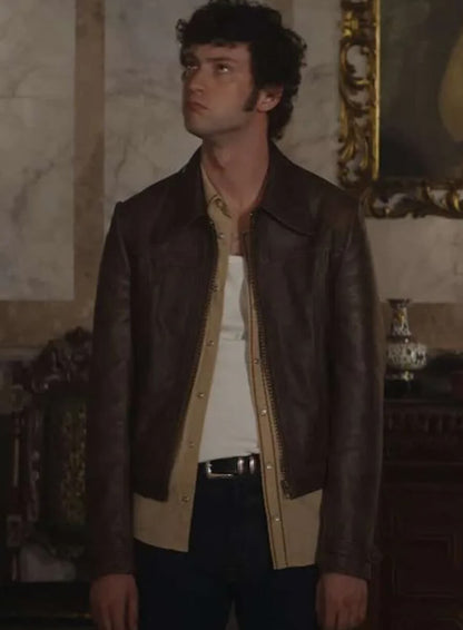 Dominic Sessa Now You See Me 3 Brown Leather Jacket