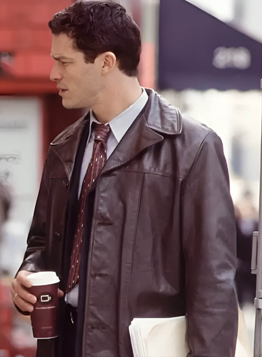 Dominic West The Wire Brown Leather Coat