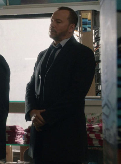 Donnie Wahlberg Blue Bloods S12 Black Wool Coat