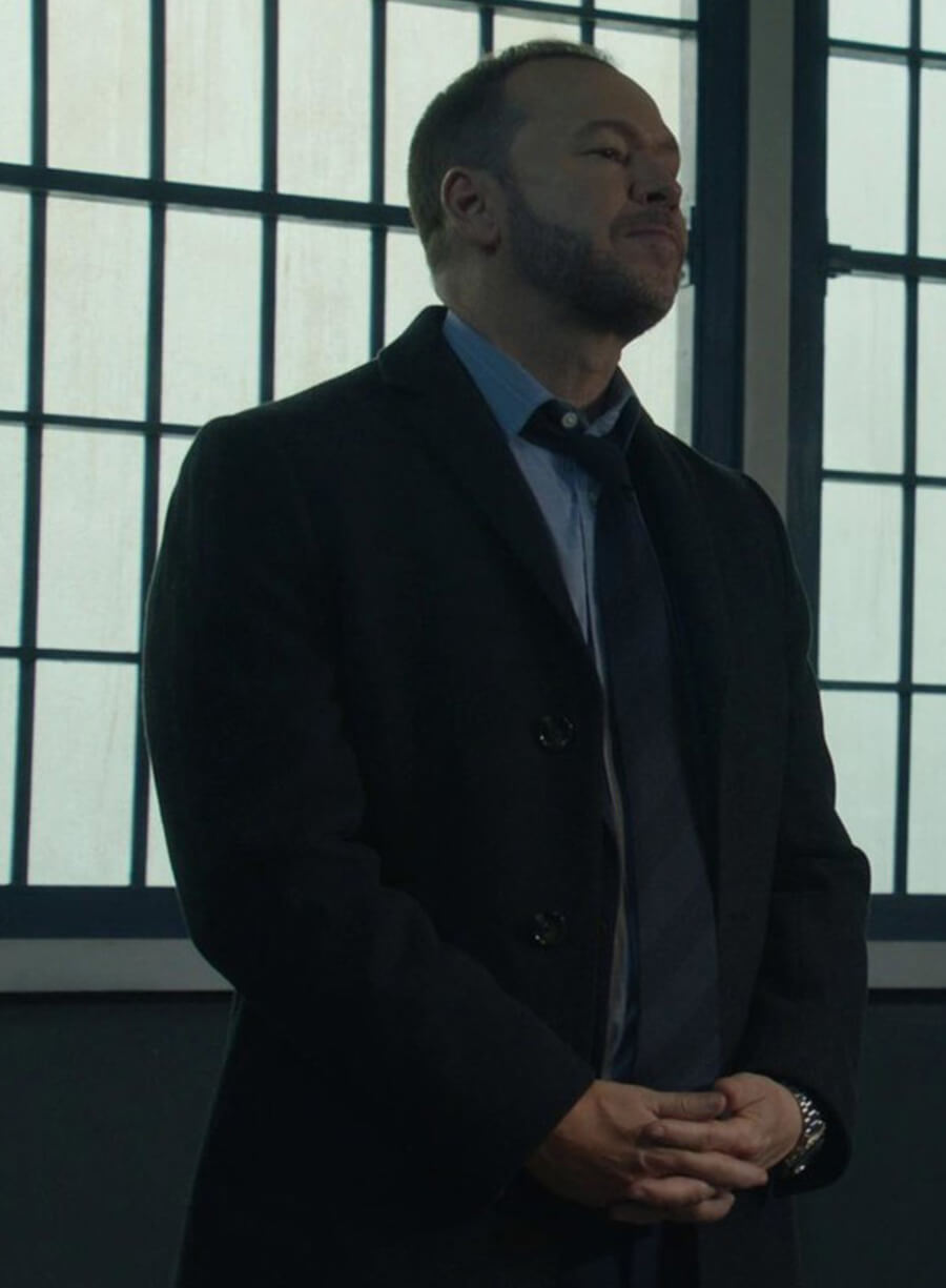 Donnie Wahlberg Blue Bloods S12 Black Wool Coat