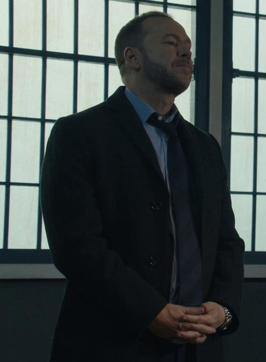 Donnie Wahlberg Blue Bloods S12 Black Wool Coat