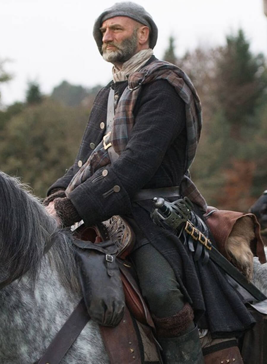 Dougal MacKenzie Outlander S1 Black Wool Coat