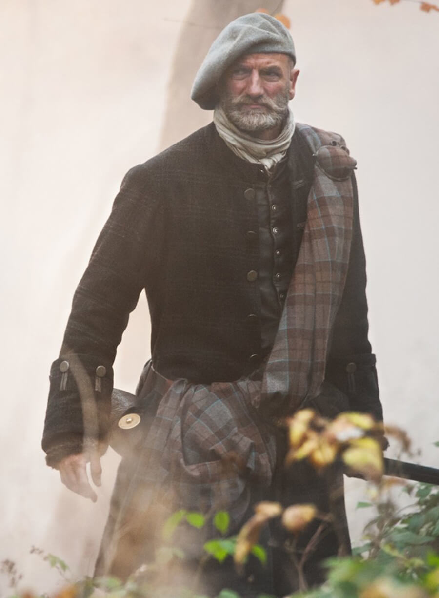 Dougal MacKenzie Outlander S1 Black Wool Coat
