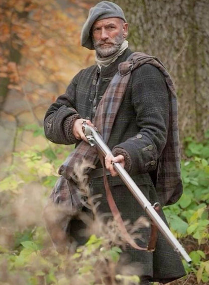 Dougal MacKenzie Outlander S1 Black Wool Coat