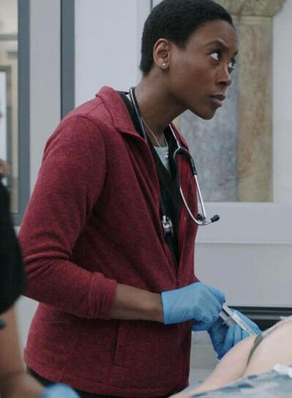 Dr Heather Collins The Pitt Season 01 Red Fleece Jacket