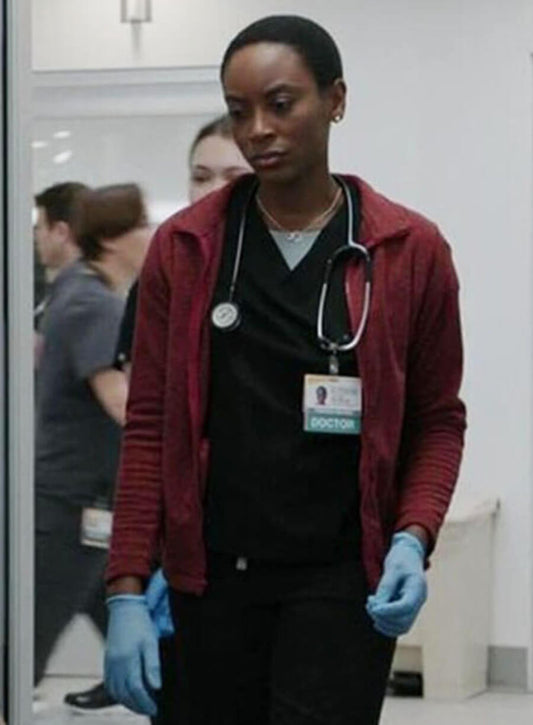 Dr Heather Collins The Pitt Season 01 Red Fleece Jacket