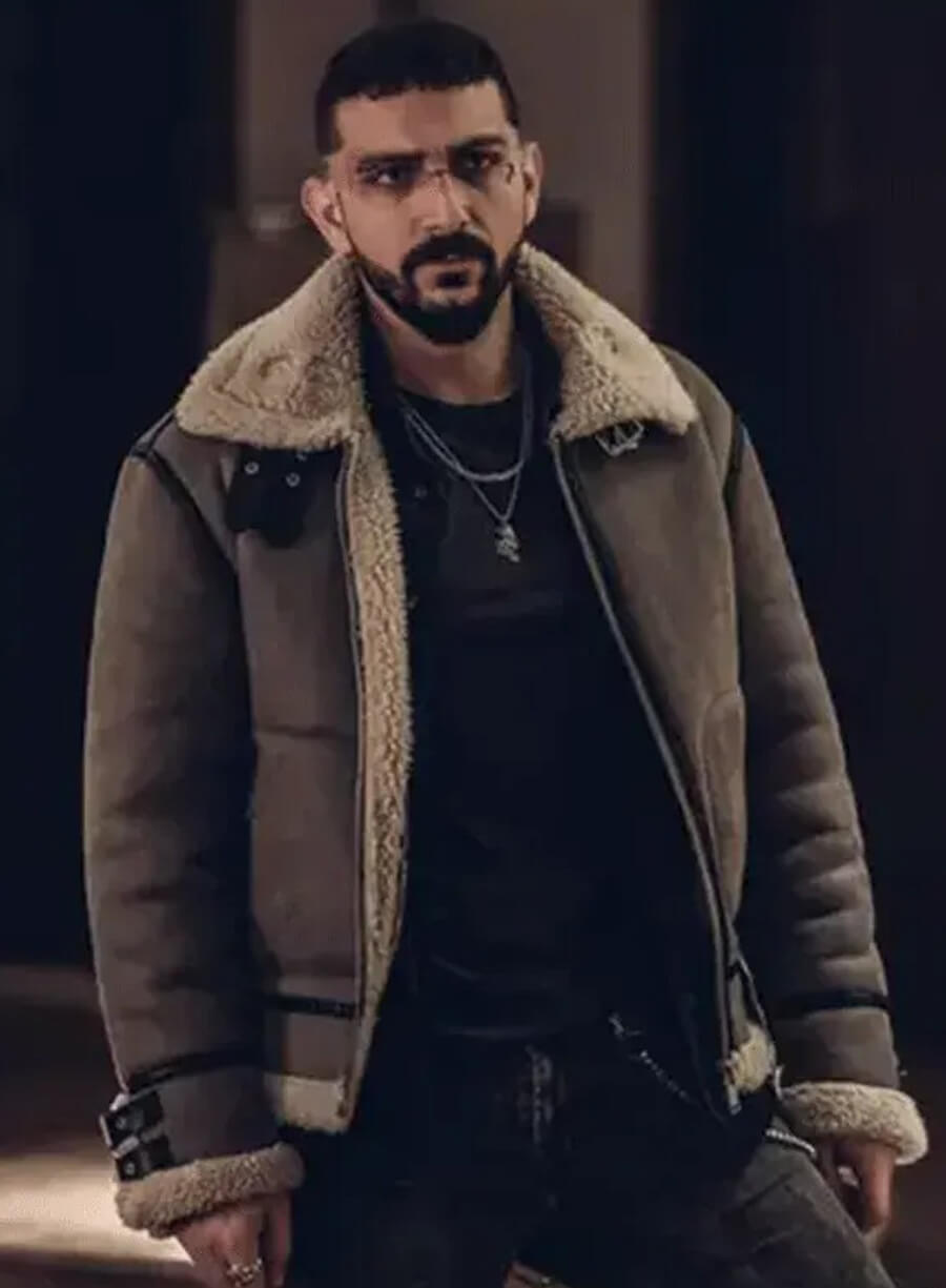 Dracu Negrescu Subteran Grey Leather Shearling Jacket