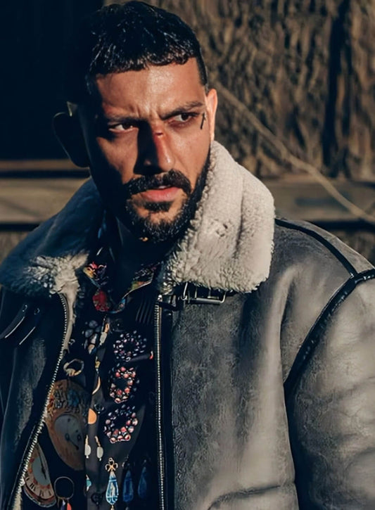 Dracu Negrescu Subteran Grey Leather Shearling Jacket 