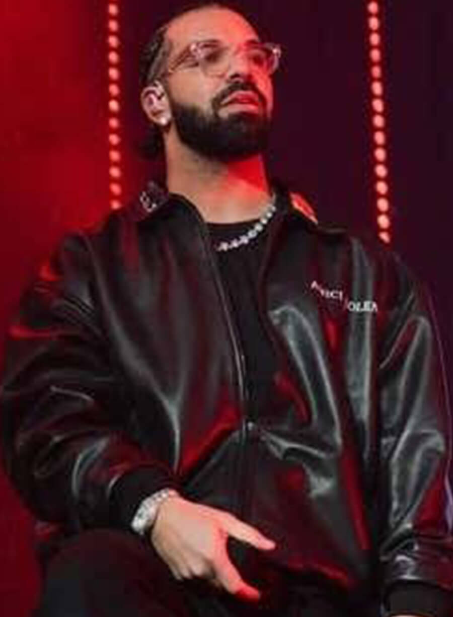 Drake Amici Violente Black Leather Trucker Jacket