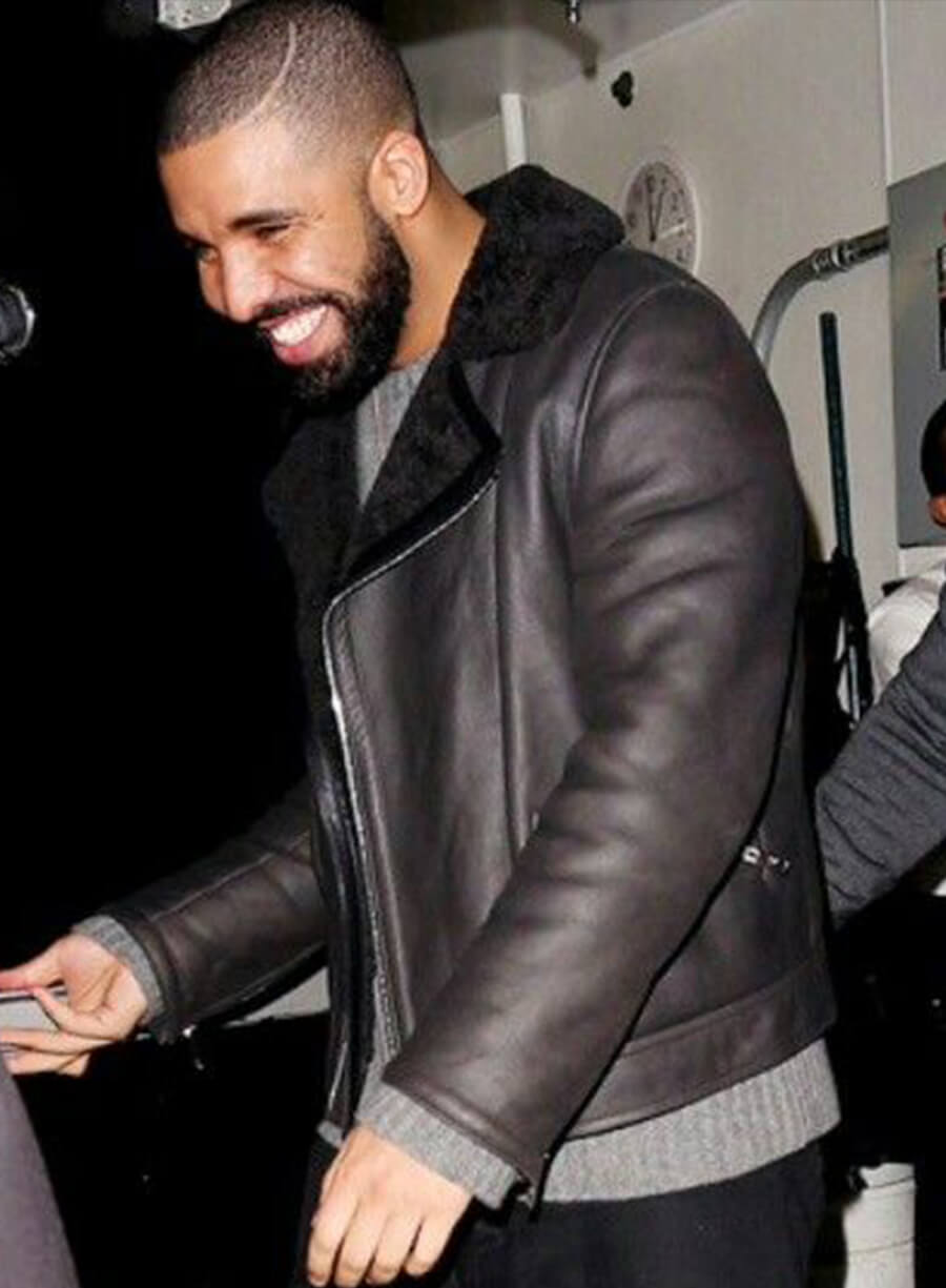 Drake Black Shearling Leather Jacket