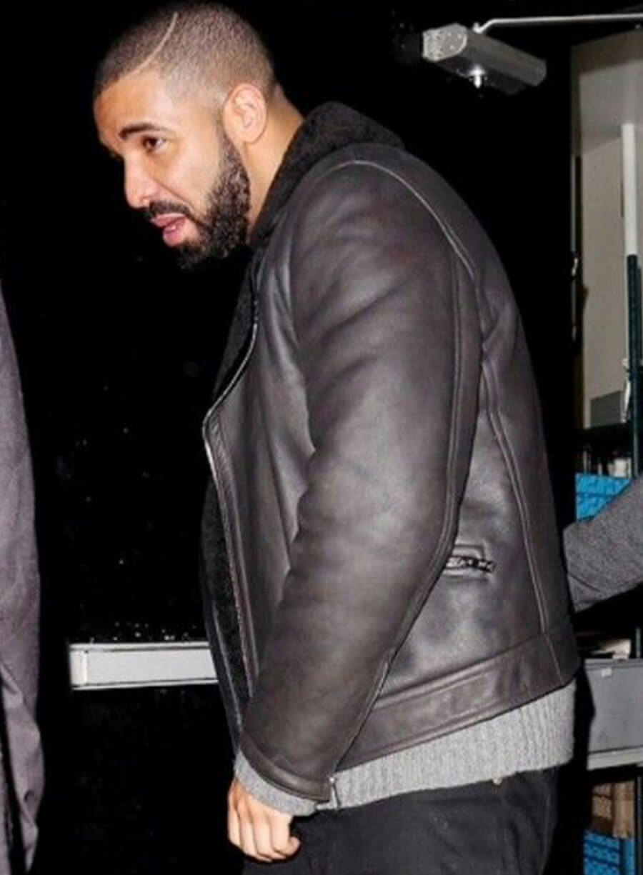 Drake Black Shearling Leather Jacket