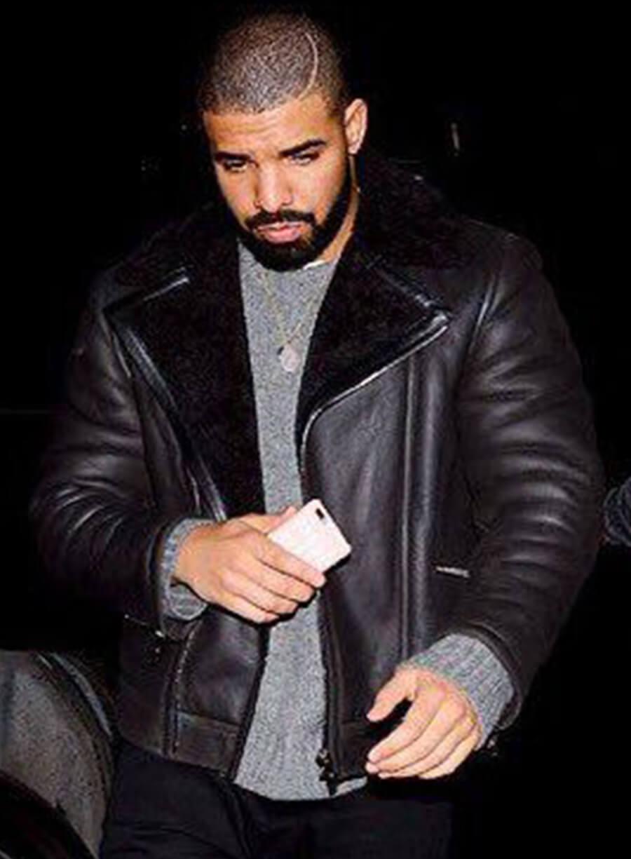 Drake Black Shearling Leather Jacket
