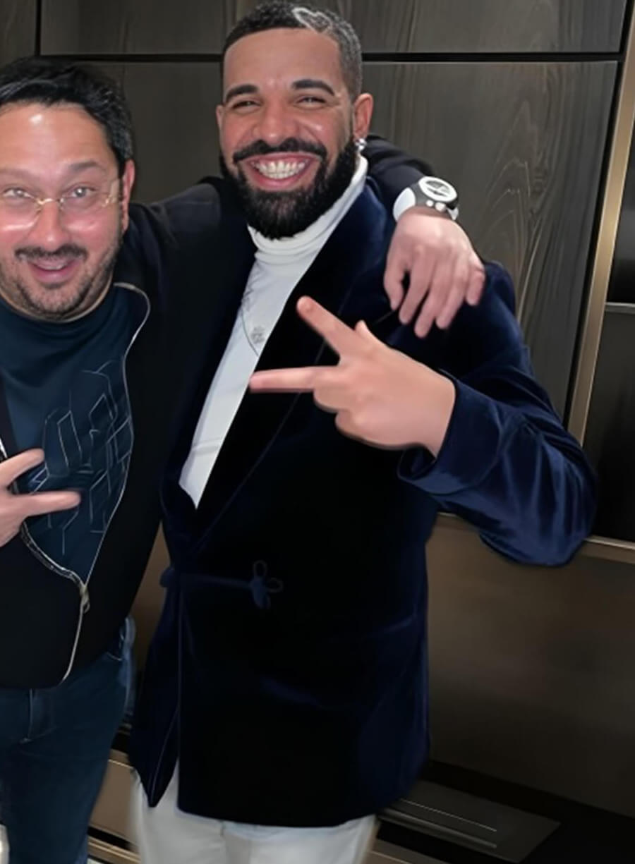 Drake Champagne Papi Blue Velvet Blazer