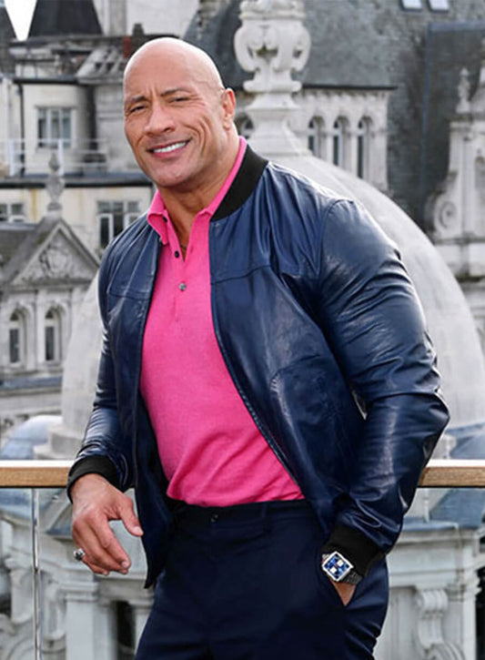 Dwayne Johnson Black Leather Jacket
