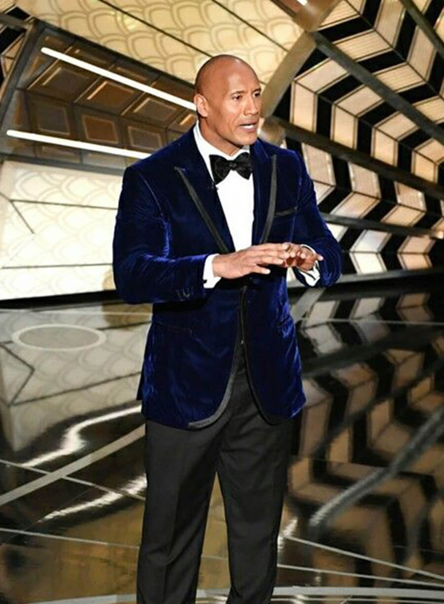 Dwayne Johnson Blue Velvet Blazer