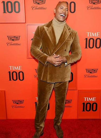 Dwayne Johnson The Rock Brown Velvet Suit