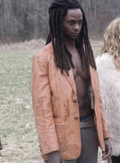 Edi Gathegi Laurent Twilight Orange Leather Blazer