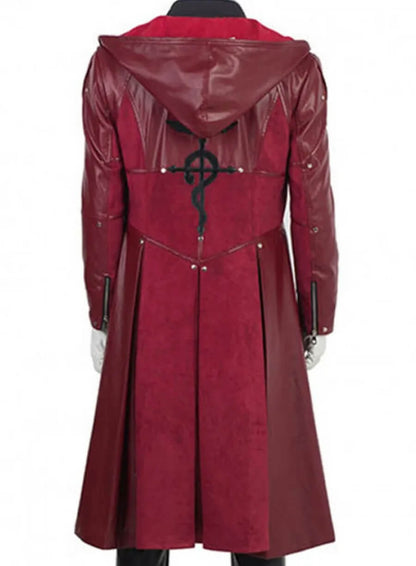 Edward Red Metal Alchemist Leather Costume Coat