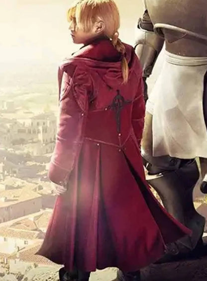 Edward Red Metal Alchemist Leather Costume Coat