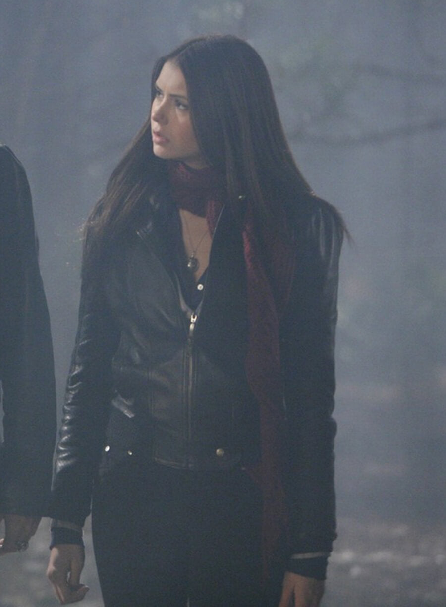Elena Gilbert The Vampire Diaries S01 Black Leather Jacket