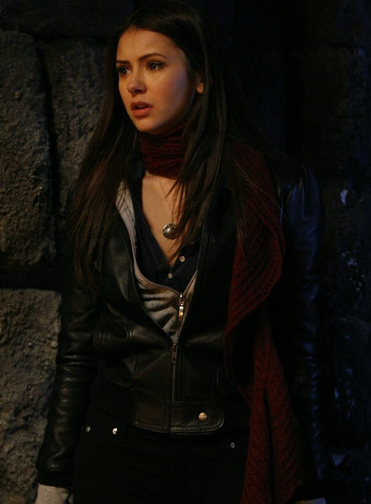 Elena Gilbert The Vampire Diaries S01 Black Leather Jacket