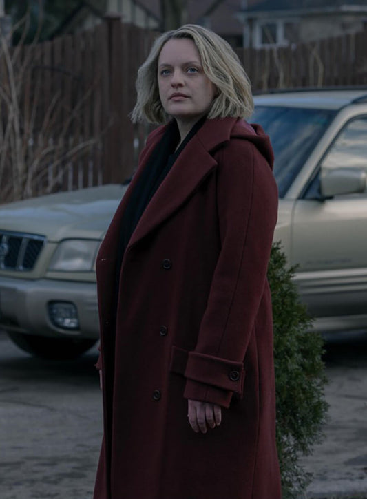 Elisabeth Moss The Handmaid's Tale Maroon Coat