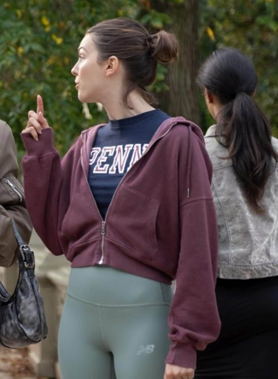 Ella Hunt Not Suitable for Work Maroon Zip-up Hoodie