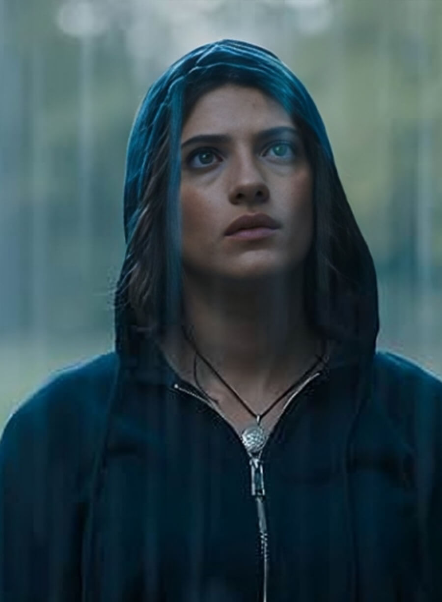 Ella Rubin Until Dawn 2025 Blue Hoodie