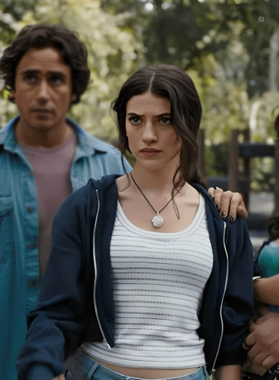 Ella Rubin Until Dawn 2025 Blue Hoodie
