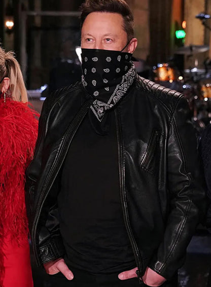 Elon Musk Black Leather Jacket