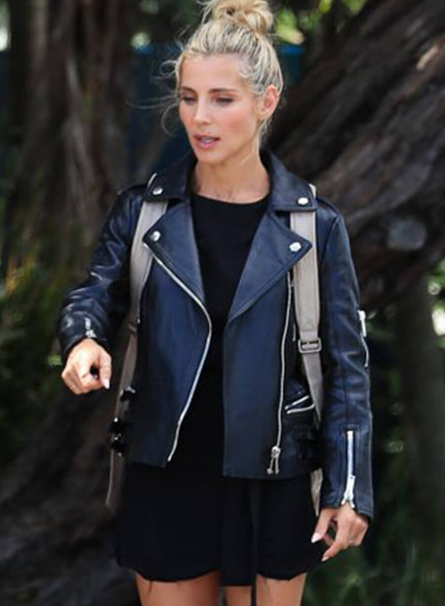 Elsa Pataky Black Leather Jacket