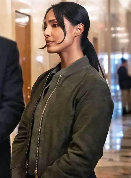 Emily Alabi FBI S07 Green Suede Leather Jacket