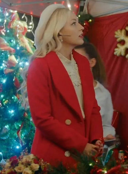 Emily Strauss Santa Bootcamp Red Wool Coat