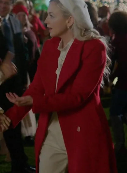 Emily Strauss Santa Bootcamp Red Wool Coat