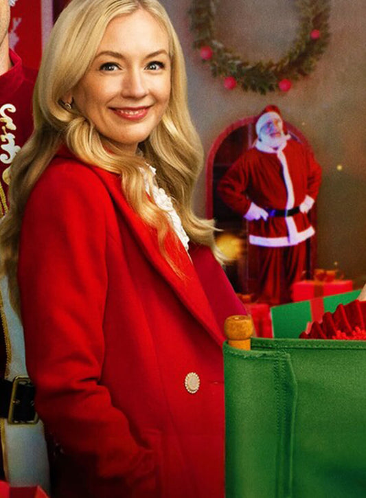 Emily Strauss Santa Bootcamp Red Wool Coat
