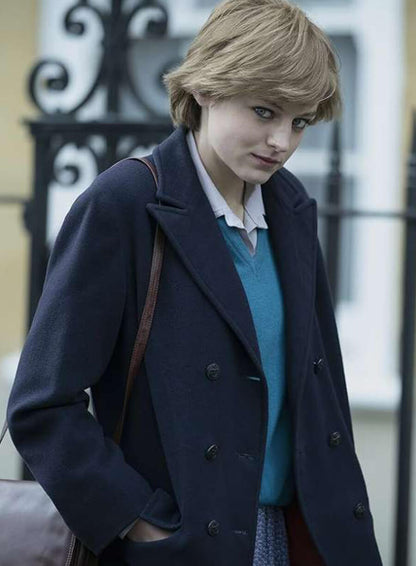 Emma Corrin The Crown S04 Black Coat