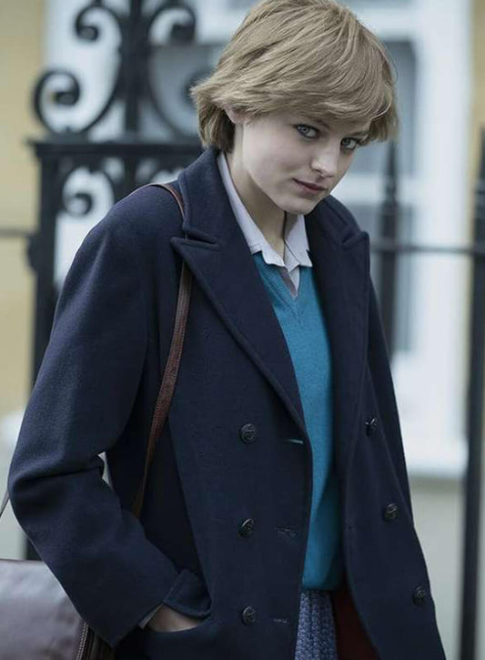 Emma Corrin The Crown S04 Black Coat