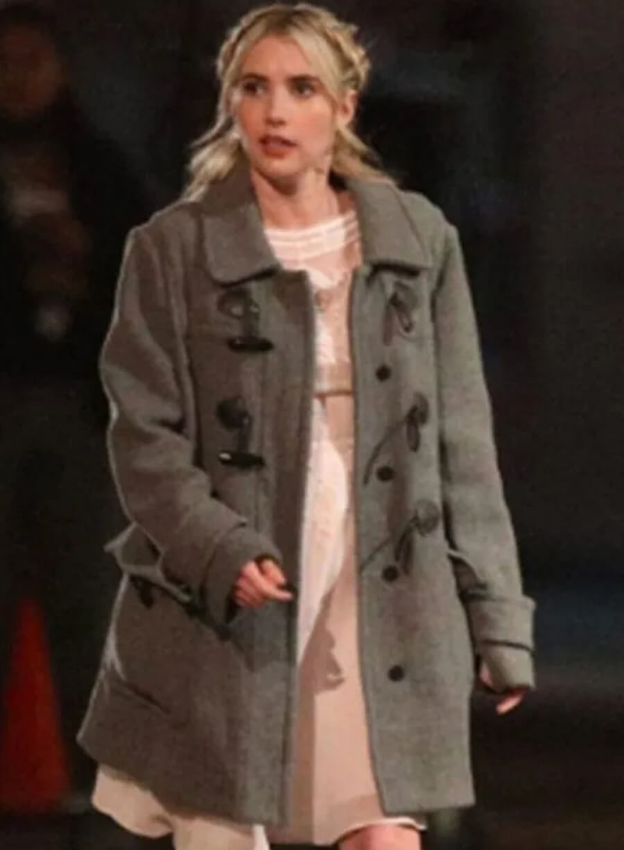 Emma Roberts About Fate Grey Wool Coat