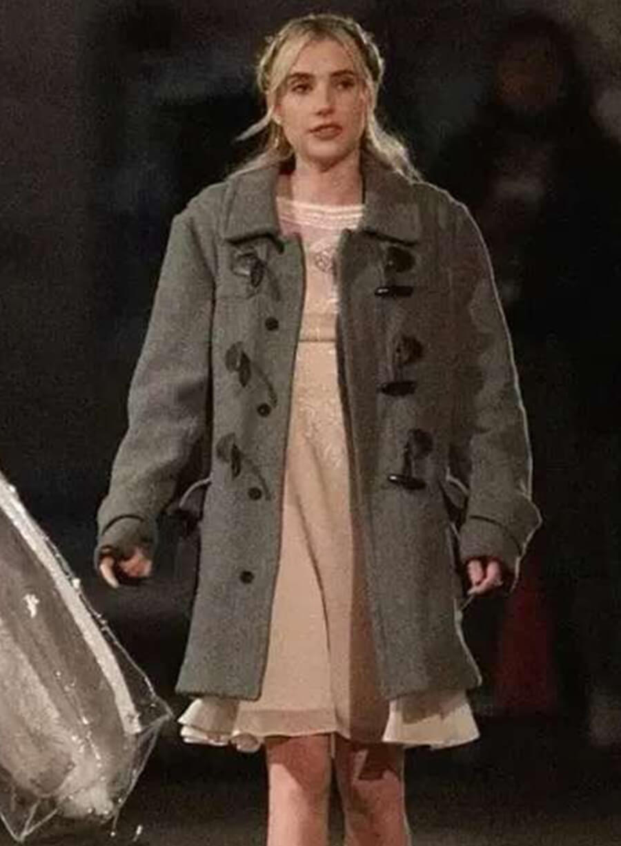 Emma Roberts About Fate Grey Wool Coat