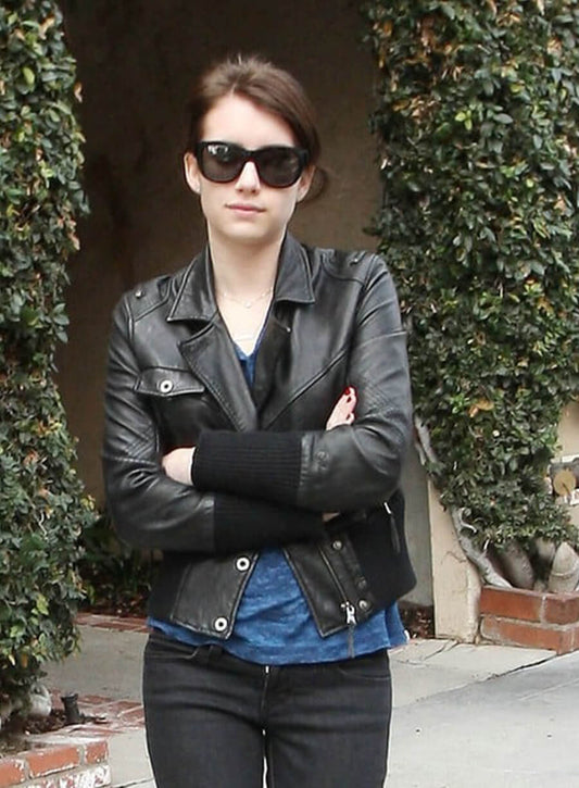 Emma Roberts Black Leather Jacket