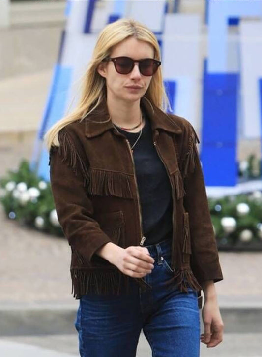 Emma Roberts Brown Leather Jacket