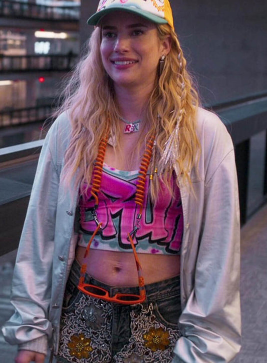 Emma Roberts Space Cadet 2024 Silver Jacket